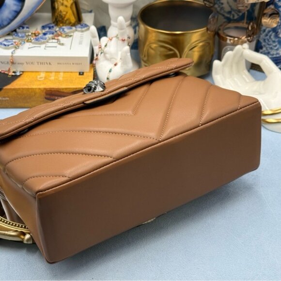 🆕 KURT GEIGER LONDON 🧿 NWOT Leather Kensington Shoulder Bag, Camel Brown - Picture 15 of 16